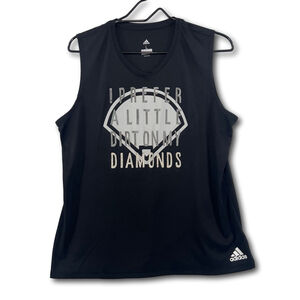 Adidas Tank Top Womens Large Black Sleeveless Shirt V Neck Aeroready Run Gym